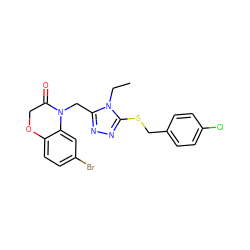 CCn1c(CN2C(=O)COc3ccc(Br)cc32)nnc1SCc1ccc(Cl)cc1 ZINC000071318224