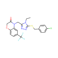 CCn1c(CN2C(=O)COc3ccc(C(F)(F)F)cc32)nnc1SCc1ccc(Cl)cc1 ZINC000071315905