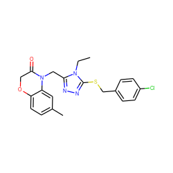 CCn1c(CN2C(=O)COc3ccc(C)cc32)nnc1SCc1ccc(Cl)cc1 ZINC000071315949