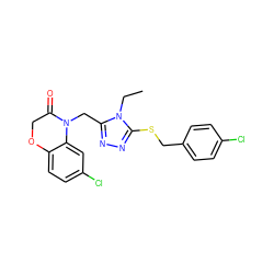 CCn1c(CN2C(=O)COc3ccc(Cl)cc32)nnc1SCc1ccc(Cl)cc1 ZINC000071316365