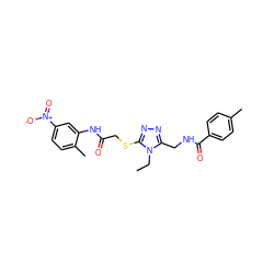 CCn1c(CNC(=O)c2ccc(C)cc2)nnc1SCC(=O)Nc1cc([N+](=O)[O-])ccc1C ZINC000095588558