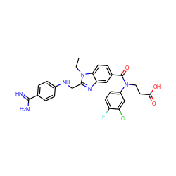 CCn1c(CNc2ccc(C(=N)N)cc2)nc2cc(C(=O)N(CCC(=O)O)c3ccc(F)c(Cl)c3)ccc21 ZINC000653780752