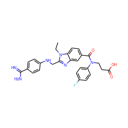 CCn1c(CNc2ccc(C(=N)N)cc2)nc2cc(C(=O)N(CCC(=O)O)c3ccc(F)cc3)ccc21 ZINC000653811133