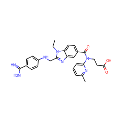 CCn1c(CNc2ccc(C(=N)N)cc2)nc2cc(C(=O)N(CCC(=O)O)c3cccc(C)n3)ccc21 ZINC001772647144