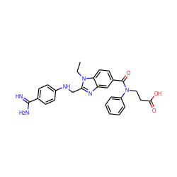 CCn1c(CNc2ccc(C(=N)N)cc2)nc2cc(C(=O)N(CCC(=O)O)c3ccccc3)ccc21 ZINC001772575286