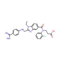 CCn1c(CNc2ccc(C(=N)N)cc2)nc2cc(C(=O)N(CCC(=O)O)c3ccccc3F)ccc21 ZINC000653811109