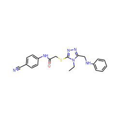 CCn1c(CNc2ccccc2)nnc1SCC(=O)Nc1ccc(C#N)cc1 ZINC000084691001