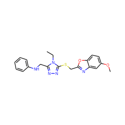 CCn1c(CNc2ccccc2)nnc1SCc1nc2cc(OC)ccc2o1 ZINC000084672532