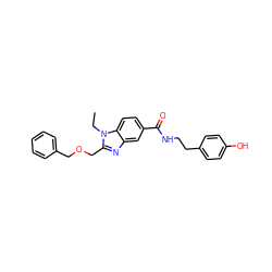 CCn1c(COCc2ccccc2)nc2cc(C(=O)NCCc3ccc(O)cc3)ccc21 ZINC000095587034