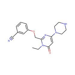 CCn1c(COc2cccc(C#N)c2)nc(N2CCNCC2)cc1=O ZINC000045290438