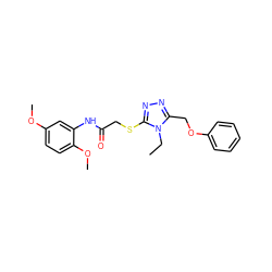 CCn1c(COc2ccccc2)nnc1SCC(=O)Nc1cc(OC)ccc1OC ZINC000000908389