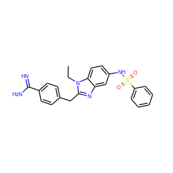 CCn1c(Cc2ccc(C(=N)N)cc2)nc2cc(NS(=O)(=O)c3ccccc3)ccc21 ZINC000013473158