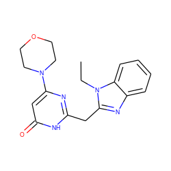 CCn1c(Cc2nc(N3CCOCC3)cc(=O)[nH]2)nc2ccccc21 ZINC000084757967