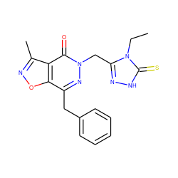 CCn1c(Cn2nc(Cc3ccccc3)c3onc(C)c3c2=O)n[nH]c1=S ZINC000084587748