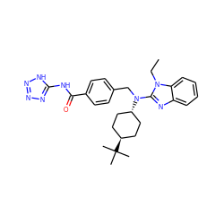 CCn1c(N(Cc2ccc(C(=O)Nc3nnn[nH]3)cc2)[C@H]2CC[C@H](C(C)(C)C)CC2)nc2ccccc21 ZINC000261109316