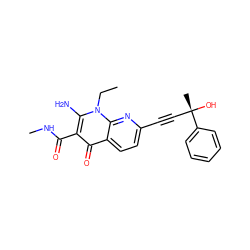 CCn1c(N)c(C(=O)NC)c(=O)c2ccc(C#C[C@](C)(O)c3ccccc3)nc21 ZINC000043202184