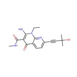 CCn1c(N)c(C(=O)NC)c(=O)c2ccc(C#CC(C)(C)O)nc21 ZINC000096168451