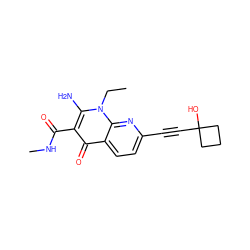 CCn1c(N)c(C(=O)NC)c(=O)c2ccc(C#CC3(O)CCC3)nc21 ZINC000043202181