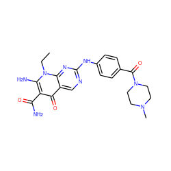 CCn1c(N)c(C(N)=O)c(=O)c2cnc(Nc3ccc(C(=O)N4CCN(C)CC4)cc3)nc21 ZINC000118367233