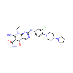 CCn1c(N)c(C(N)=O)c(=O)c2cnc(Nc3ccc(N4CCC(N5CCCC5)CC4)c(Cl)c3)nc21 ZINC000072315787