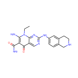 CCn1c(N)c(C(N)=O)c(=O)c2cnc(Nc3ccc4c(c3)CCNC4)nc21 ZINC000072315790