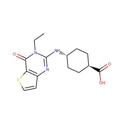 CCn1c(N[C@H]2CC[C@H](C(=O)O)CC2)nc2ccsc2c1=O ZINC000299867289