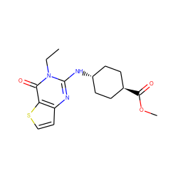 CCn1c(N[C@H]2CC[C@H](C(=O)OC)CC2)nc2ccsc2c1=O ZINC000299870109