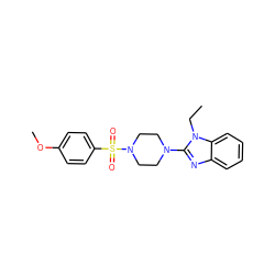 CCn1c(N2CCN(S(=O)(=O)c3ccc(OC)cc3)CC2)nc2ccccc21 ZINC000001370926