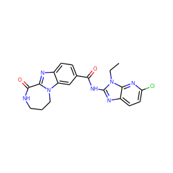 CCn1c(NC(=O)c2ccc3nc4n(c3c2)CCCNC4=O)nc2ccc(Cl)nc21 ZINC000148455489