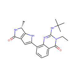 CCn1c(NC(C)(C)C)nc2c(-c3cc4c([nH]3)[C@@H](C)NC4=O)cccc2c1=O ZINC000222470883