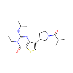 CCn1c(NC(C)C)nc2c([C@@H]3CCN(C(=O)C(C)C)C3)csc2c1=O ZINC000299858220