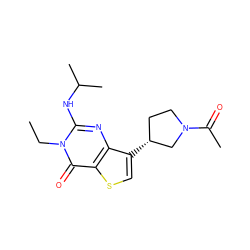 CCn1c(NC(C)C)nc2c([C@@H]3CCN(C(C)=O)C3)csc2c1=O ZINC000299858577