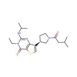 CCn1c(NC(C)C)nc2c([C@H]3CCN(C(=O)CC(C)C)C3)csc2c1=O ZINC000299861299