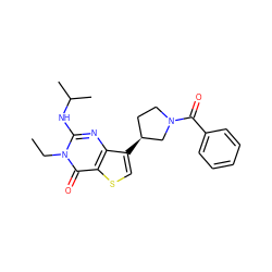 CCn1c(NC(C)C)nc2c([C@H]3CCN(C(=O)c4ccccc4)C3)csc2c1=O ZINC000299863579