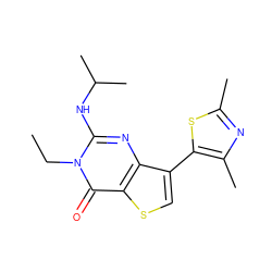 CCn1c(NC(C)C)nc2c(-c3sc(C)nc3C)csc2c1=O ZINC000299871267