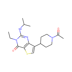 CCn1c(NC(C)C)nc2c(C3CCN(C(C)=O)CC3)csc2c1=O ZINC000299860700