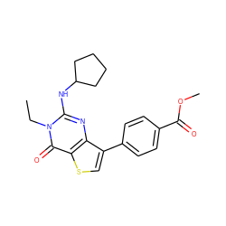 CCn1c(NC2CCCC2)nc2c(-c3ccc(C(=O)OC)cc3)csc2c1=O ZINC000299833320