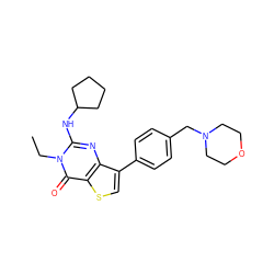 CCn1c(NC2CCCC2)nc2c(-c3ccc(CN4CCOCC4)cc3)csc2c1=O ZINC000299840991