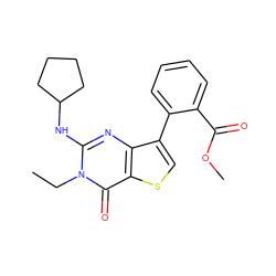 CCn1c(NC2CCCC2)nc2c(-c3ccccc3C(=O)OC)csc2c1=O ZINC000299838940