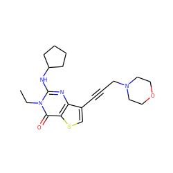 CCn1c(NC2CCCC2)nc2c(C#CCN3CCOCC3)csc2c1=O ZINC000299829680