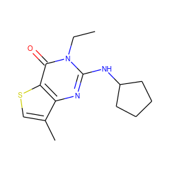 CCn1c(NC2CCCC2)nc2c(C)csc2c1=O ZINC000299835041