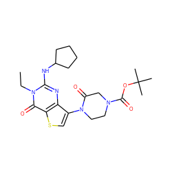 CCn1c(NC2CCCC2)nc2c(N3CCN(C(=O)OC(C)(C)C)CC3=O)csc2c1=O ZINC000299836149