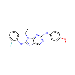 CCn1c(Nc2ccccc2F)nc2cnc(Nc3ccc(OC)cc3)nc21 ZINC000082151944