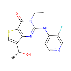 CCn1c(Nc2ccncc2F)nc2c([C@@H](C)O)csc2c1=O ZINC000299822199