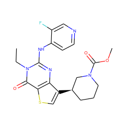 CCn1c(Nc2ccncc2F)nc2c([C@@H]3CCCN(C(=O)OC)C3)csc2c1=O ZINC000299825234