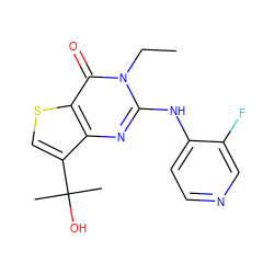 CCn1c(Nc2ccncc2F)nc2c(C(C)(C)O)csc2c1=O ZINC000299825220