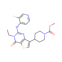 CCn1c(Nc2ccncc2F)nc2c(C3CCN(C(=O)OC)CC3)csc2c1=O ZINC000299820728