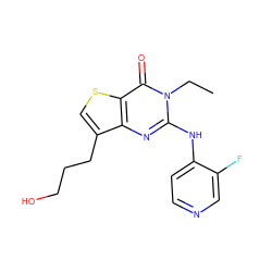 CCn1c(Nc2ccncc2F)nc2c(CCCO)csc2c1=O ZINC000299819234