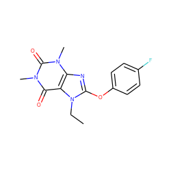 CCn1c(Oc2ccc(F)cc2)nc2c1c(=O)n(C)c(=O)n2C ZINC000012393863