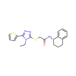 CCn1c(SCC(=O)N[C@H]2CCCc3ccccc32)nnc1-c1cccs1 ZINC000003354980